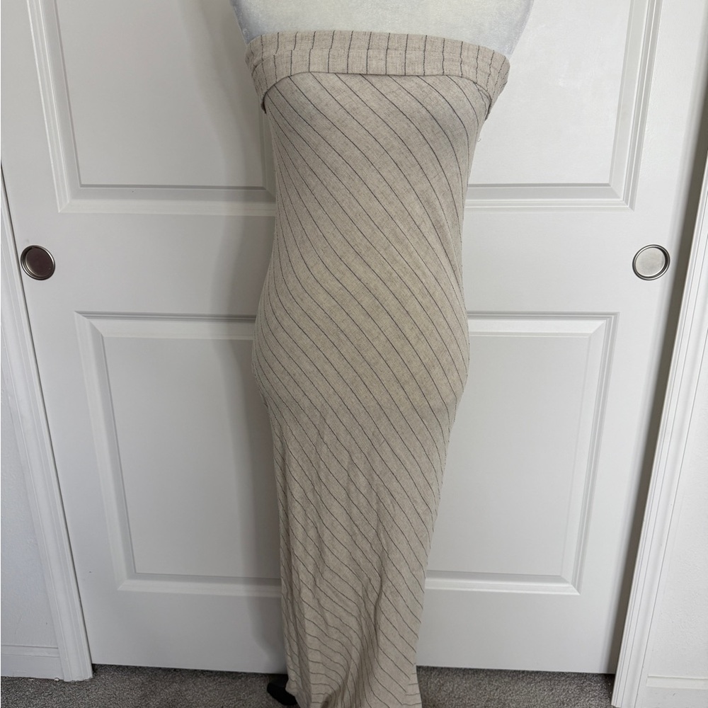 Striped Beige Midi Dress